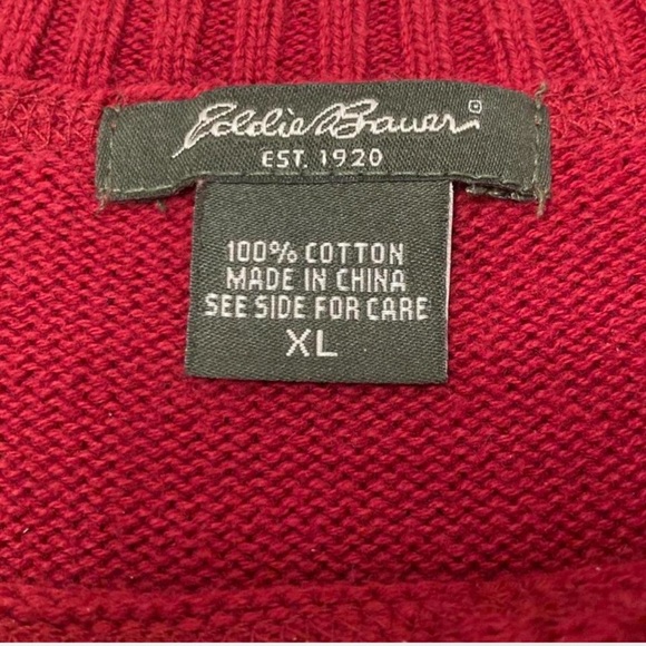 Vtg Eddie Bauer Snowflake Holiday Sweater Women’s XL Outdoor Gorpcore Red Black - Picture 2 of 6